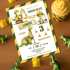 Convite Jurassic Construction Zone Boy Birthday Party