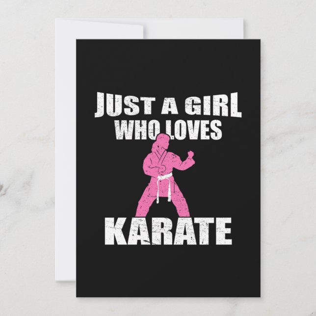 Convite Just A Girl Who Loves Karate Gift Idea (Frente)