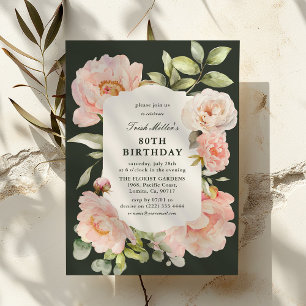 Convite Just Blush Floral 80º Aniversário