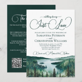 Convite Just Love Rustic Lake Tahoe QR Code Wedding 