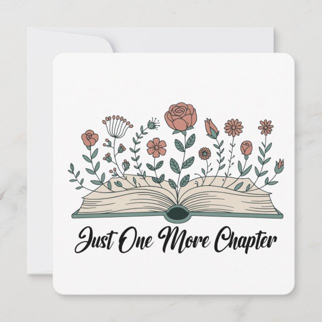 Convite Just One More Chapter – Floral Book Lover (Frente)