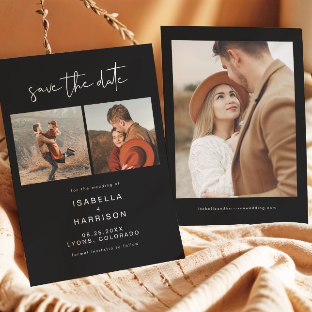 Convite JVI Edgy Black Modern Photo Save the Date (A foto  (Criador carregado)