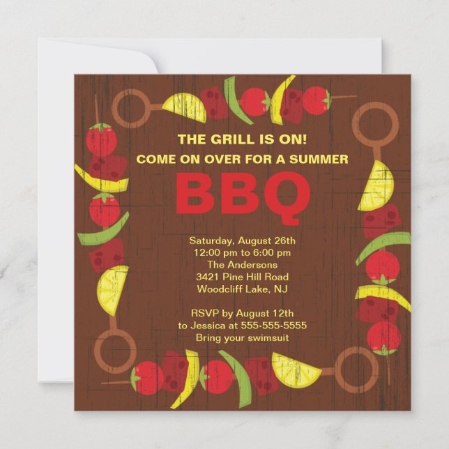 Convite Kabob Summer Barbecue (Frente)
