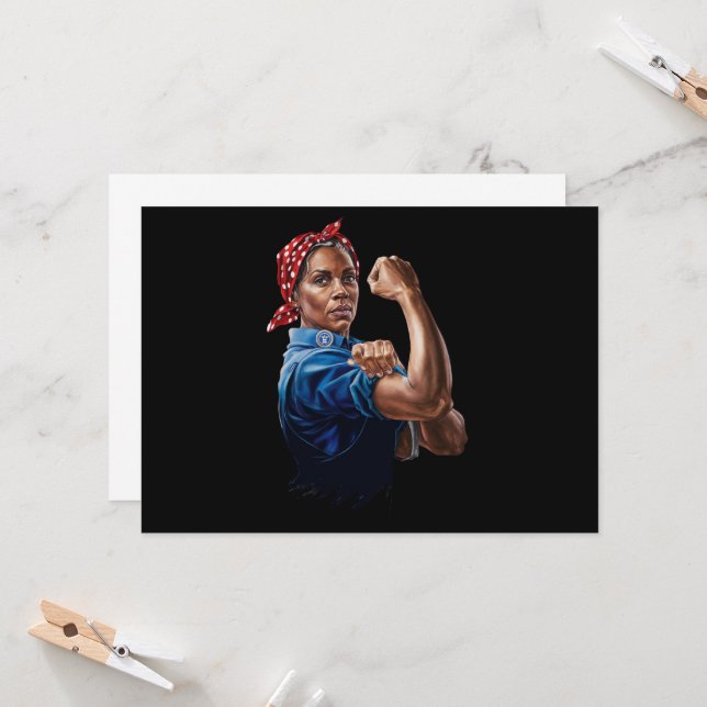 Convite Kamala Harris 2024 Rosie The Riveter Chilless Cat (Frente/Verso In Situ)