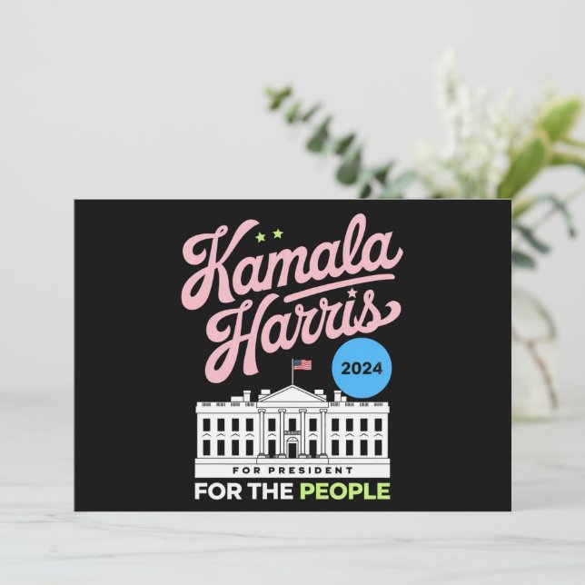 Convite Kamala Harris 2024 Social-Democrata Vote Blue (Em pé/Frente)