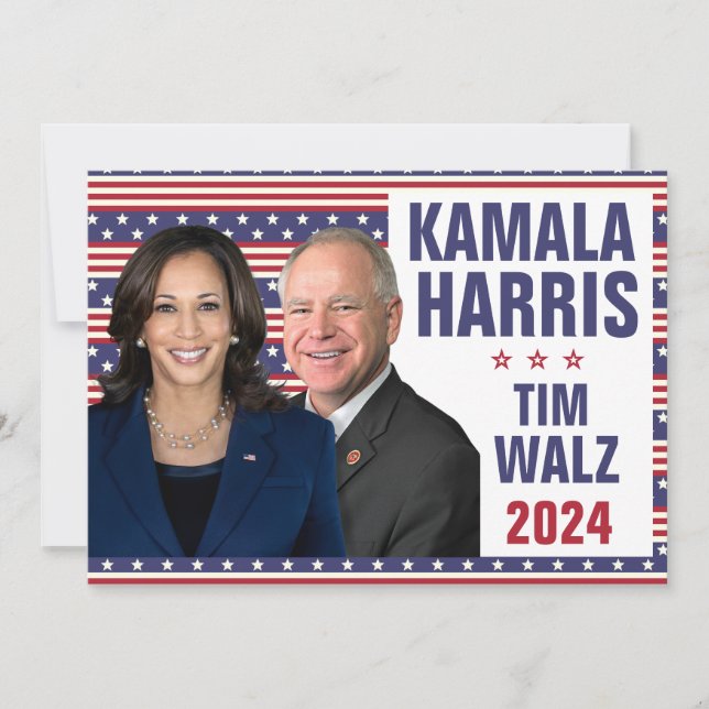 Convite Kamala Harris Tim Walz 2024 Presidente Vice Fotos (Frente)