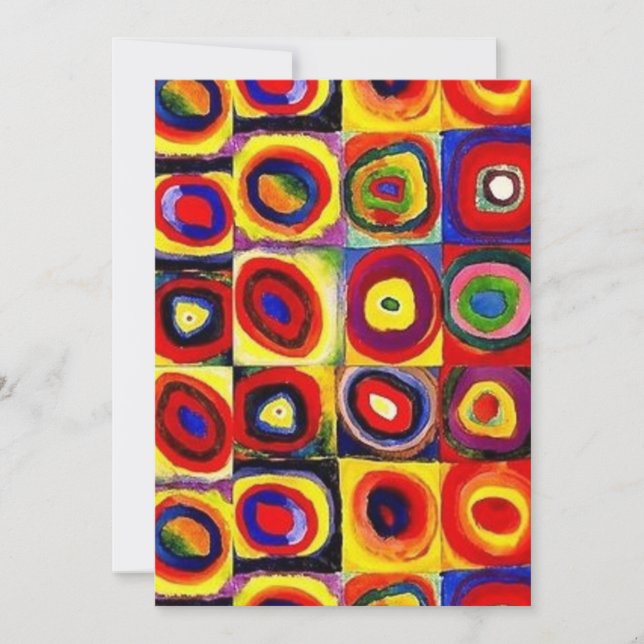 Convite Kandinsky Modern Squares Círculos Coloridos (Frente)
