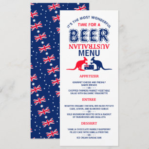 Convite Kangaroo Beer, Bandeira Australiana, Menu de Natal