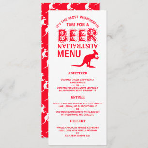 Convite Kangaroo Beer, Menu de Natal Australiano