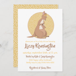 Convite Kangaroo Chá de fraldas Amarelo Sexo Neutro