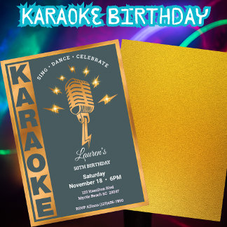 Convite Karaoke 50ª Festa de aniversário (editável) femini