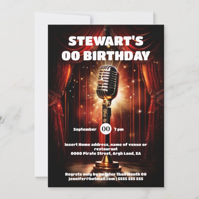 Convite Karaoke - estrelas da noite - evento do tapete ver (Frente)