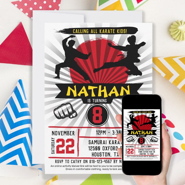 Convite Karate Kid Artes Marciais Cobra Kai (Criador carregado)