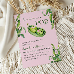 Convite Kawaii 2 ervilhas no Chá de fraldas das gêmeas cor