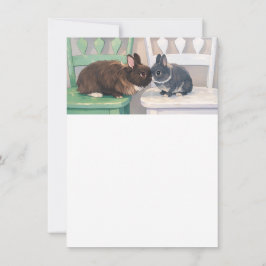 Convite Kawaii Anime Bunnies on Chairs Party Invitation