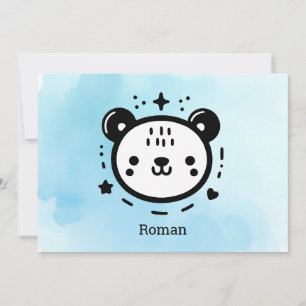 Convite Kawaii Bonitinho Urso Face - Kawaii - Arte de Linh