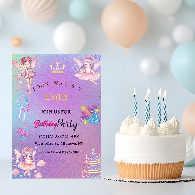 Convite Kawaii Fairy Kids Birthday  (Criador carregado)