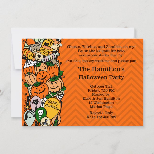 Convite Kawaii Halloween Figurume ou Treino (Frente)