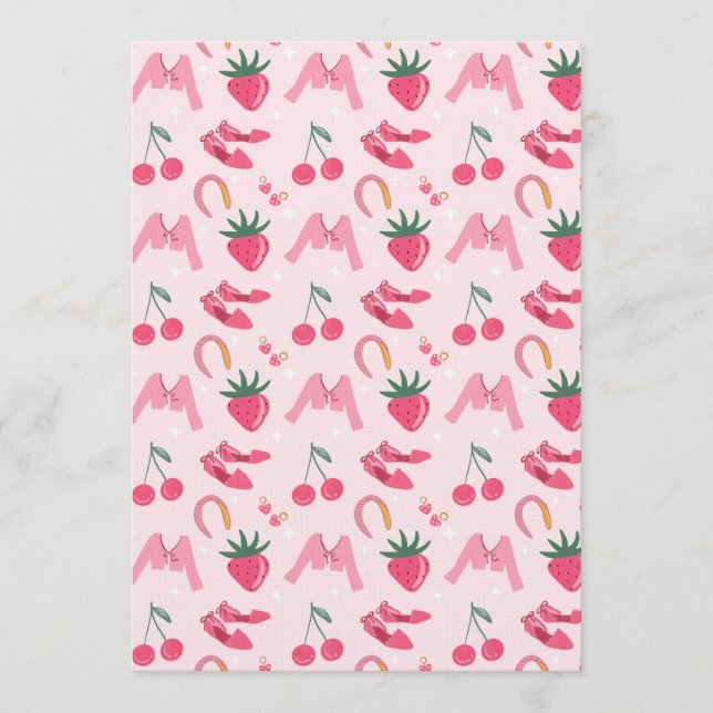 Convite Kawaii Hand-drawn Girly Things Seamless Pattern (Frente)