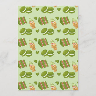 Convite Kawaii Hand-Drawn Matcha Sweets Seamless Pattern