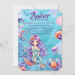Convite Kawaii Mermaid Party