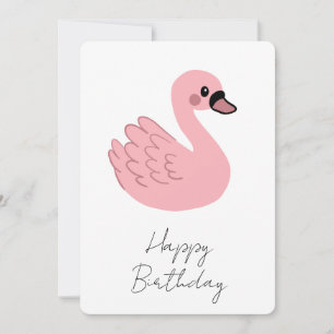 Convite Kawaii Pink Swan - Design de Cartoon Animal