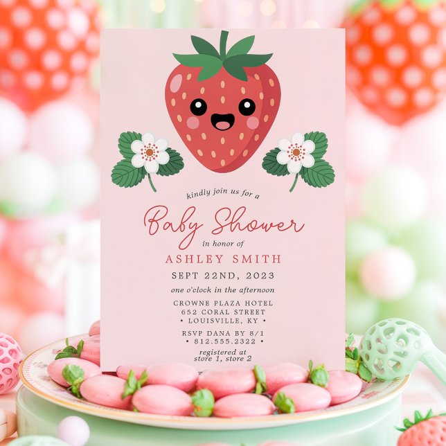 Convite Kawaii Strawberry Baby Shower (Criador carregado)
