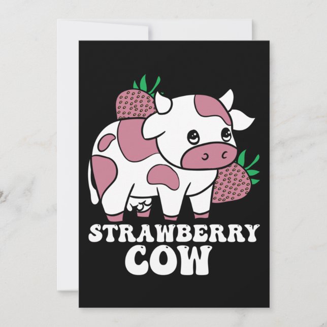 Convite Kawaii Strawberry Cow Fazenda (Frente)