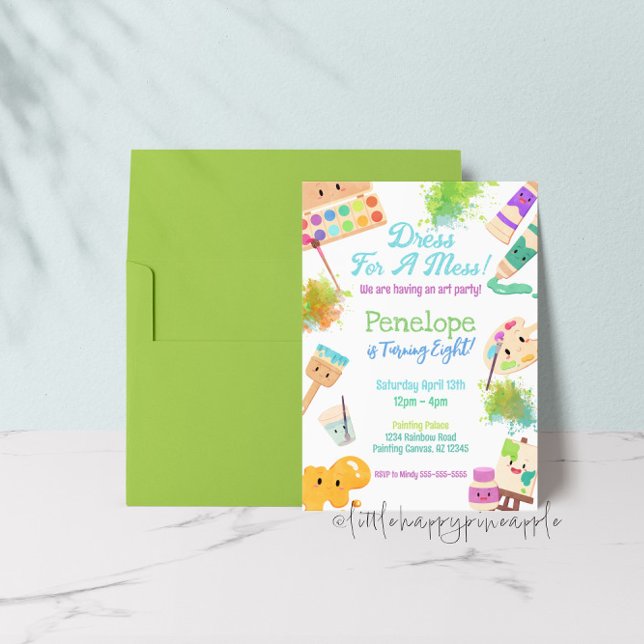 Convite Kawaii Veste-Se Para Uma Festa De Arte Mess Aniver (Criador carregado)