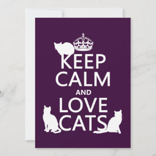 Convite Keep Calm and Love Cats (em qualquer cor)