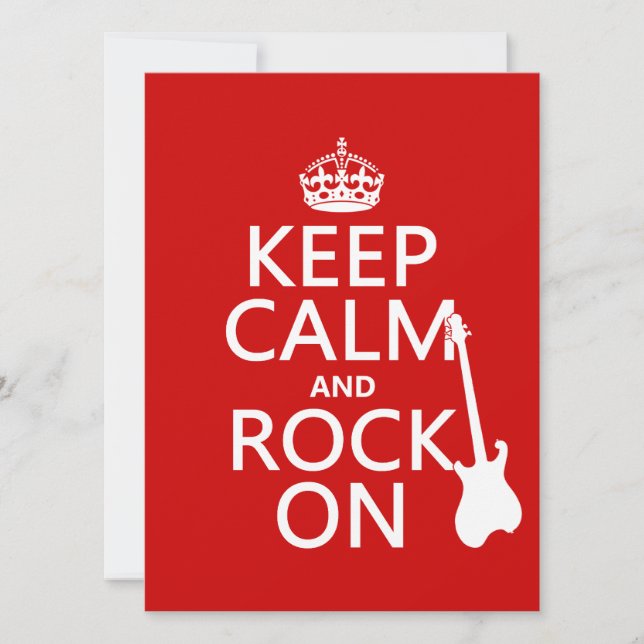 Convite Keep Calm and Rock On (guitarra) (qualquer cor) (Frente)