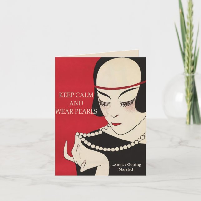 Convite Keep Calm and Wear Pearls Deco Shower Invitation (Frente)