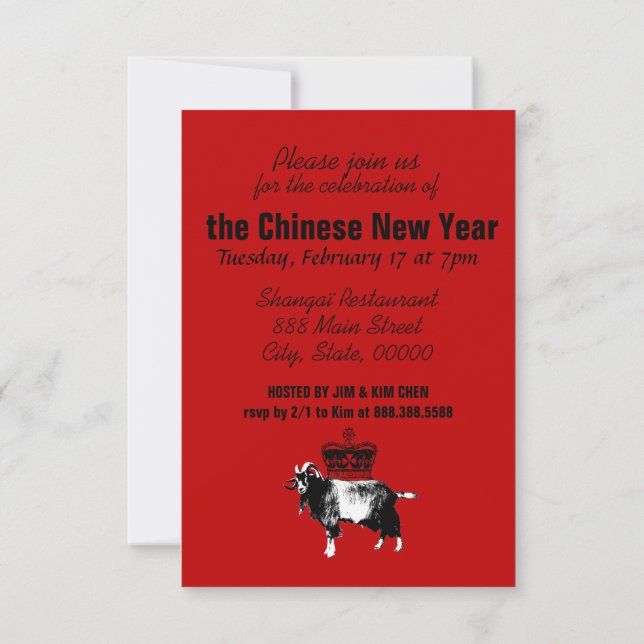 Convite Keep Calm Celebrate Chinese New Year Goat  (Verso)