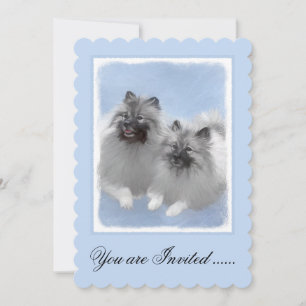 Convite Keeshond Pair de Kees pintando Arte Animal Origina