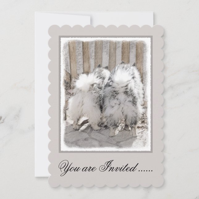 Convite Keeshonds na Pintura de Portão - Arte de Cachorro  (Frente)