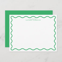 Convite Kelly Green Modern Wavy Border Note Card