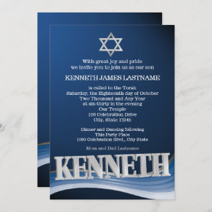 Convite Kenneth Steel Wave Name Bar Mitzvah
