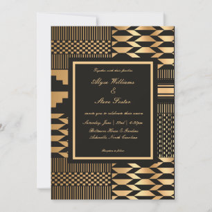 Convite Kente Preto e Dourado