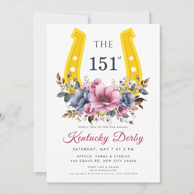 Convite Kentucky Derby 151st Invitation with Horseshoe (Frente)