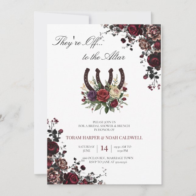 Convite Kentucky Derby Bridal Shower Invitation Floral Hor (Frente)