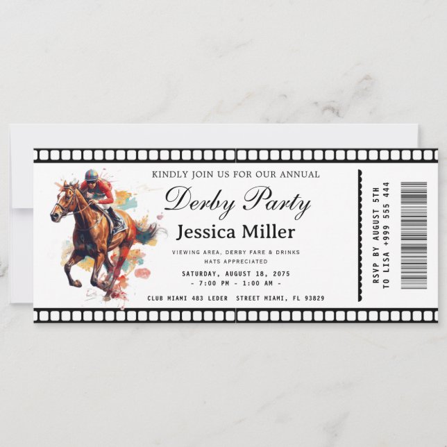 Convite Kentucky Derby Ticket Invitation (Frente)