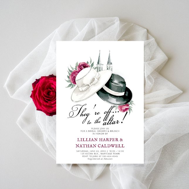 Convite Kentucky Derby Wedding Rosas Elegante (kentucky derby bridal shower invitation red roses churchill spires horse racing theme elegant coed)