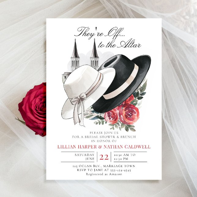 Convite Kentucky Derby Wedding Rosas Spires (kentucky derby bridal shower invitation red roses churchill spires horse racing theme calligraphy)
