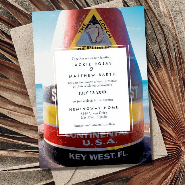 Convite Key West Florida Beach Wedding (Criador carregado)