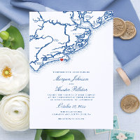 Kiawah Island SC Map Elegante Marinho Casamento Az