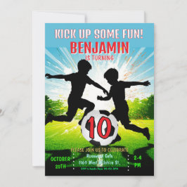 Convite Kick Up Some Fun Soccer Ball Boys Birthday Party