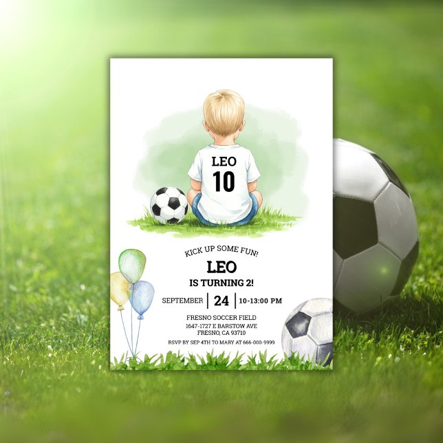 Convite Kick up some fun Soccer Ball Boys Birthday Party I (Kick up some fun soccer kids birthday party invitation)