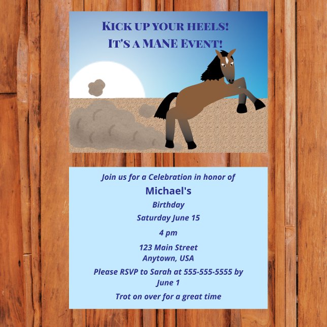 Convite Kick up your heels, it's a mane event (Criador carregado)