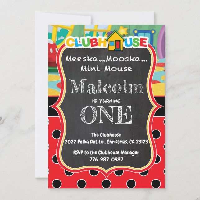 Convite Kiddie Clubhouse Birthday Invite (Frente)
