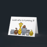 Convite Kids 3rd Birthday Party Invitation Jungle Animals<br><div class="desc">Invite guests to your son' birthday with these cute 3rd birthday invitations. Children's Birthday Party Invitations with Cartoon Jungle Animals. Fully customizable.</div>